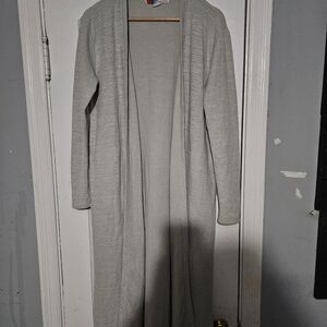 Long Gray Open Cardigan
